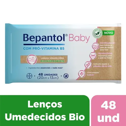 Lenços Umedecidos Bepantol Baby Biodegradáveis 48 Unidades