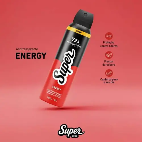 Desodorante Masculino Super Men Energy 72H Antitranspirante Aerossol 150ml