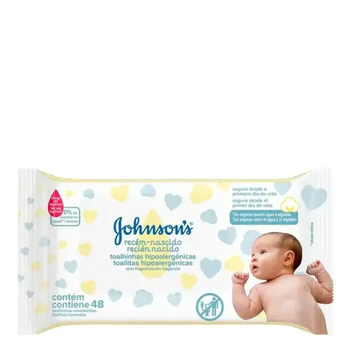 Lenço Umedecido Johnson's Baby Recém-Nascido 48 Unidades