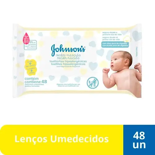 Lenço Umedecido Johnson's Baby Recém-Nascido 48 Unidades