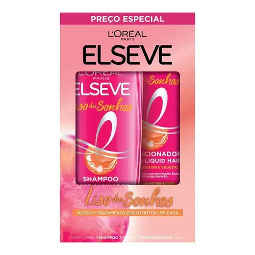 Kit Elseve Liso dos Sonhos Shampoo 375ml + Condicionador 170ml