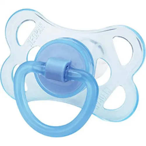 Chupeta Neopan Bicolor Azul Silicone Bico Ortodôntico Nº2 +6 Meses - 1 Unidade