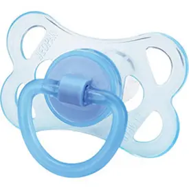 Chupeta Neopan Bicolor Azul Silicone Bico Ortodôntico Nº2 +6 Meses - 1 Unidade