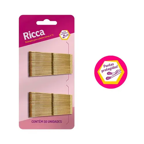 Grampo para Cabelo Loiros N°5 Ricca - 50 Unidades