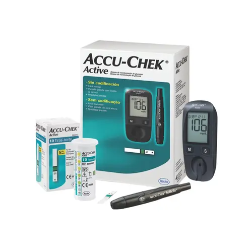 Kit Aparelho Medidor de Glicemia Accu-Chek Active com 10 Tiras