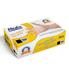Luva de Vinil Medix Sem Pó - Tamanho EG - 100 Unidades