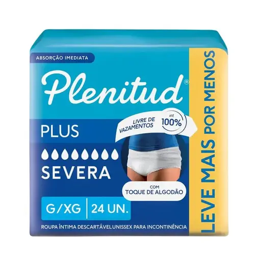 Roupa Íntima Descartável Plenitud Protect Plus G/XG Unissex 24 Unidades