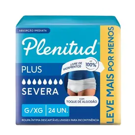 Roupa Íntima Descartável Plenitud Protect Plus G/XG Unissex 24 Unidades