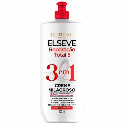 Creme Milagroso Elseve 3 em 1 Reparação Total 5 - 500ml