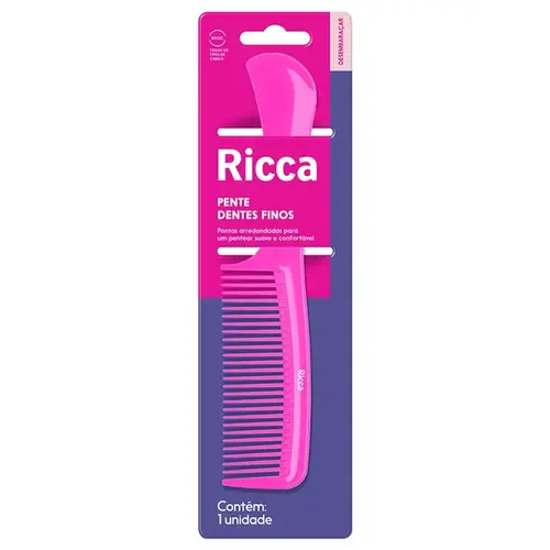 Pente Ricca Basic Cabo e Dentes Finos Ref 986