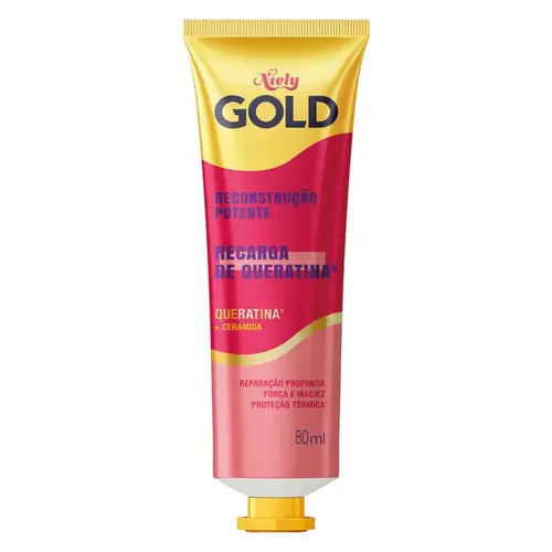 Creme Niely Gold Reconstrução Potente Recarga de Queratina 80ml