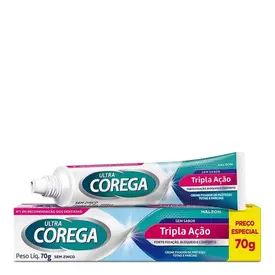 Creme Fixador De Proteses Ultra Corega Tripla Ação Sem Sabor 70g