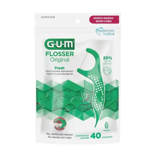 Fio Dental Cabo Gum Flossers Original Menta 40 Unidades