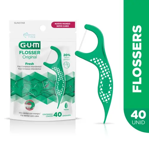 Fio Dental Cabo Gum Flossers Original Menta 40 Unidades