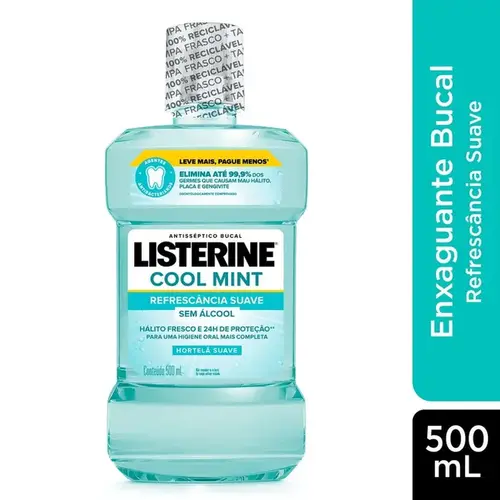 Enxaguante Bucal Listerine Cool Mint Menta Suave Zero Álcool 500ml