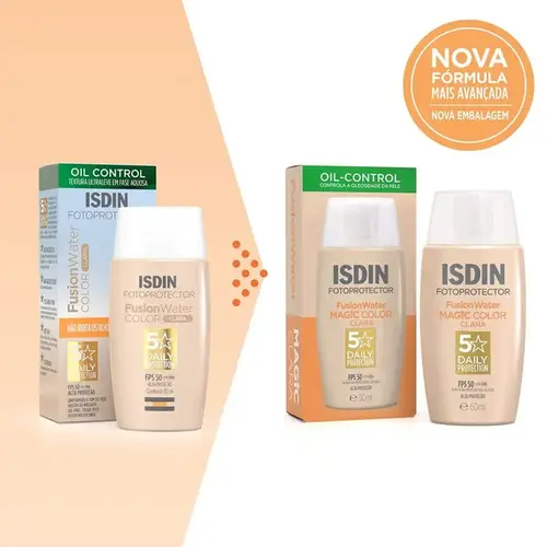 Protetor Solar Facial Isdin Fusion Water Magic Color FPS50 Cor Clara 50ml