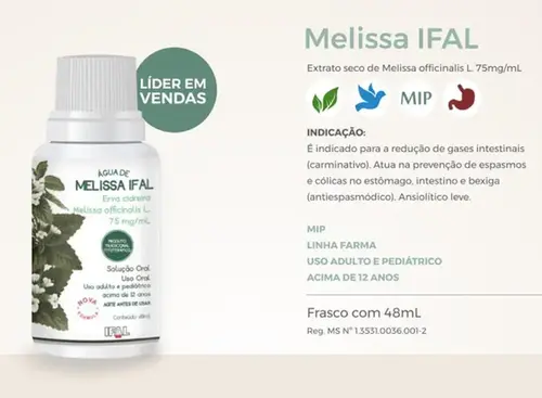 Água de Melissa Ifal 0,65ml/ml - Frasco com 48ml