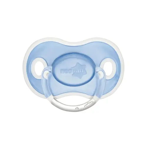 Chupeta Neopan Bicolor Azul Silicone Bico Ortodôntico Nº2 +6 Meses - 1 Unidade
