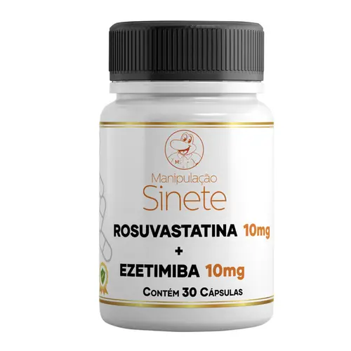 Rosuvastatina 10mg + Ezetimiba 10mg 30 Cápsulas - Manipulação Sinete