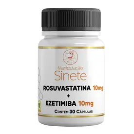 Rosuvastatina 10mg + Ezetimiba 10mg 30 Cápsulas - Manipulação Sinete