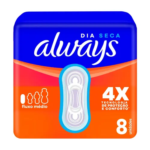Absorvente Always Dia Seca sem Abas 8 Unidades