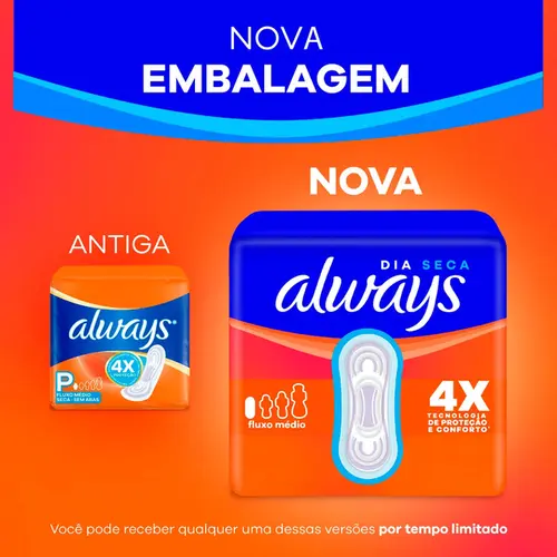 Absorvente Always Dia Seca sem Abas 8 Unidades