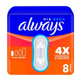 Absorvente Always Dia Seca sem Abas 8 Unidades