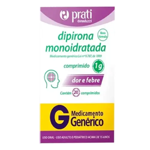 Dipirona Monoidratada 1g - 20 Comprimidos - Prati-Donaduzzi - Genérico