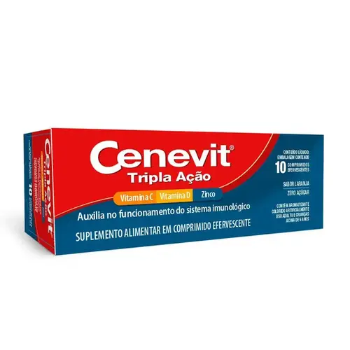 Cenevit Tripla Ação Vitamina C + D + Zinco 10 Comprimidos Efervescentes