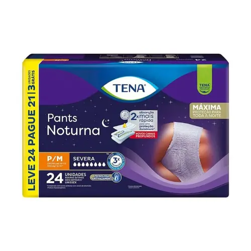Roupa Íntima Tena Pants Noturna P/M Leve 24 Pague 21