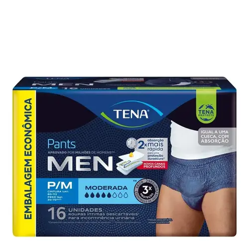 Roupa Íntima Tena Pants Men para M 16 Unidades
