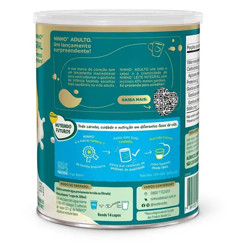 Leite em Pó Ninho Semi Desnatado Adulto Lata 350g