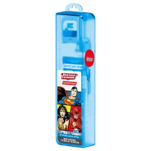 Kit de Higiene Bucal Infantil Dentalclean Liga Da Justiça - 1 Escova de Dente Infantil + Gel Dental Infantil 50g