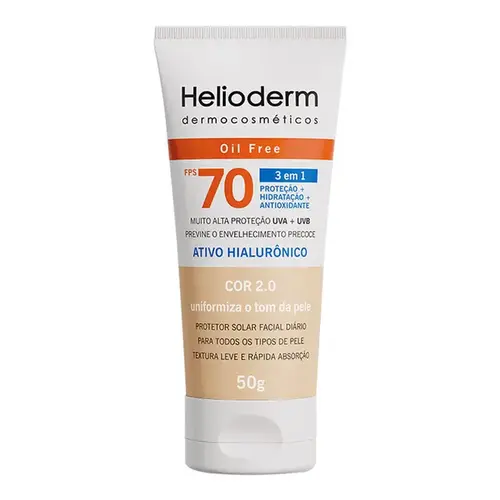 Protetor Solar Facial Helioderm Oil Free FPS70 Cor Bege Claro 50g