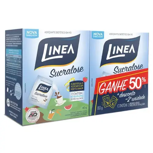 Adoçante em Pó Linea Sucralose 2 Unidades 50 Envelopes Cada