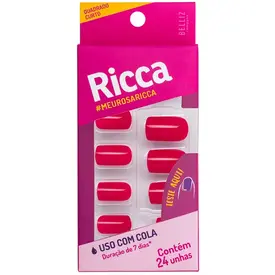 Unhas Postiças Ricca Rosa Magia Ricca com 24 Unidades