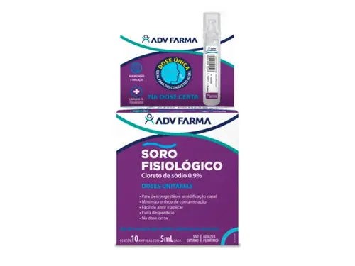 Soro Fisiológico 0,9% ADV Farma 5ml com 10 Ampolas