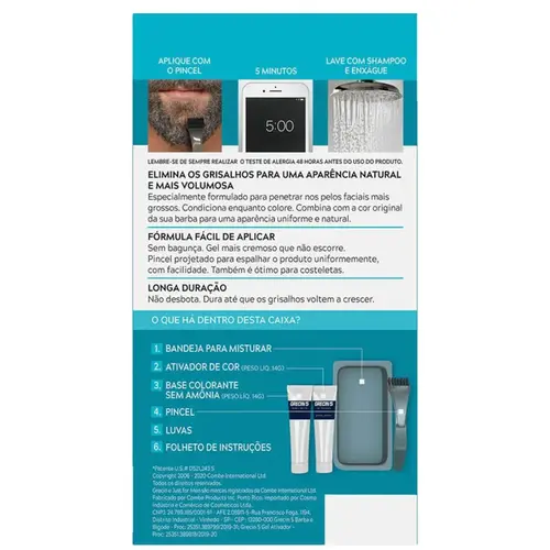 Tonalizante Masculino Grecin 5 Barba e Bigode Castanho