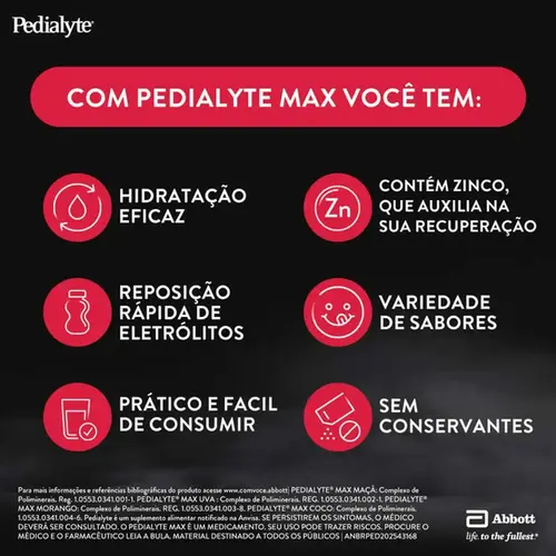 Pedialyte Max Sabor Morango 500ml