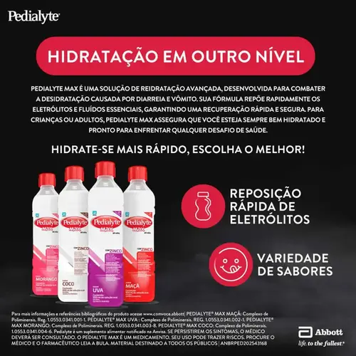 Pedialyte Max Sabor Morango 500ml