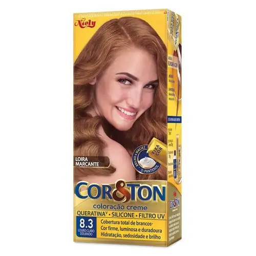 Tinta de Cabelo Permanente Cor&Ton Niely - 8.3 Louro Claro Dourado