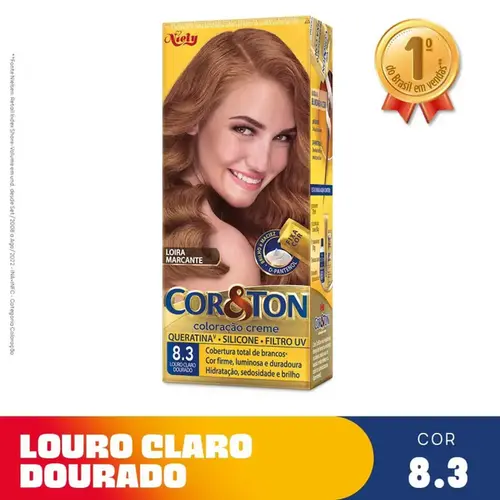 Tinta de Cabelo Permanente Cor&Ton Niely - 8.3 Louro Claro Dourado