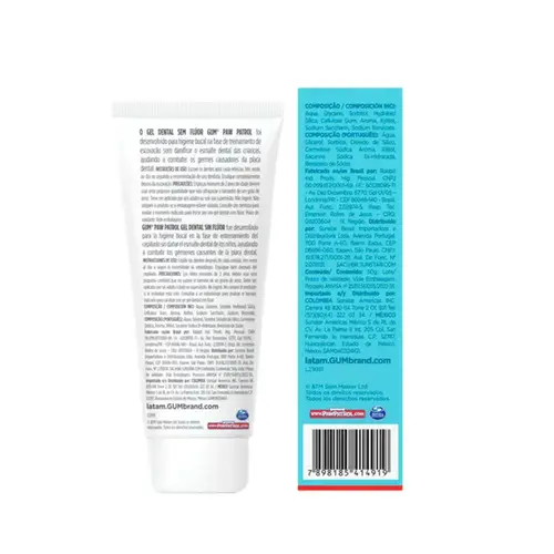 Gel Dental Infantil GUM Patrulha Canina Sem Flúor Sabor Mix de Frutas 50g