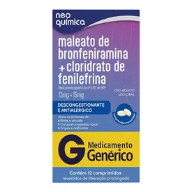 Bronfeniramina + Fenilefrina 0,4mg/ml + 1mg/ml - 12 Comprimidas - Neo Química - Genérico