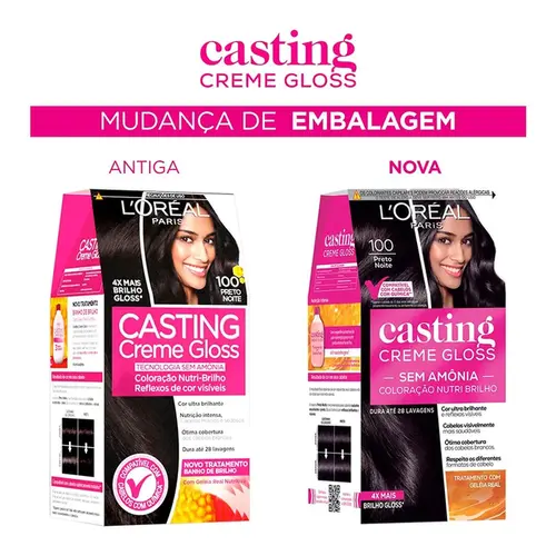 Tintura de Cabelo Casting Creme Gloss 100 Preto Noite L'Oréal Paris 1 Unidade