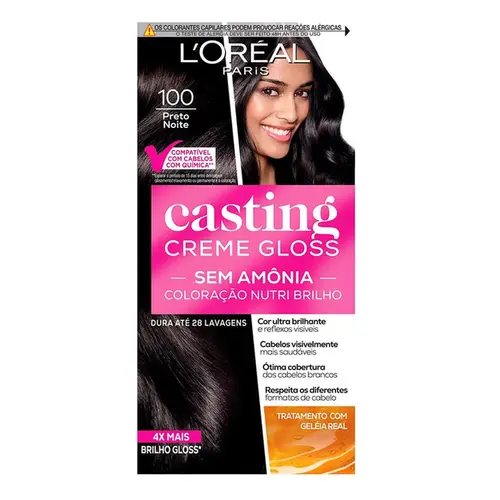 Tintura de Cabelo Casting Creme Gloss 100 Preto Noite L'Oréal Paris 1 Unidade
