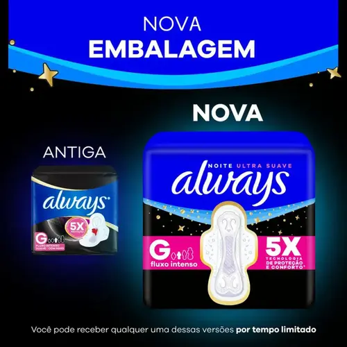 Absorvente Always Noite Ultra Suave G com Abas 32 Unidades