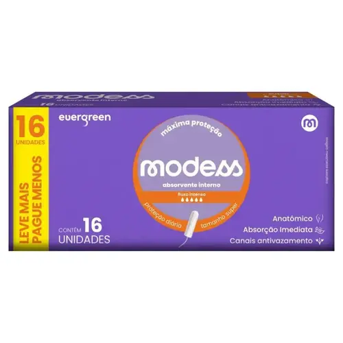 Absorvente Modess Interno Super Com 16 Unidades