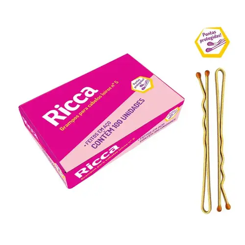 Grampo para Cabelo Loiros N°5 Ricca - 100 Unidades