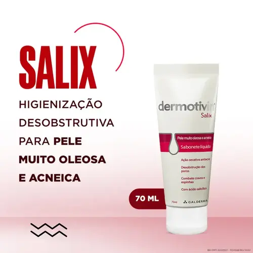 Sabonete Liquido Facial Dermotivin Salix Pele Oleosa e Acneica 70ml